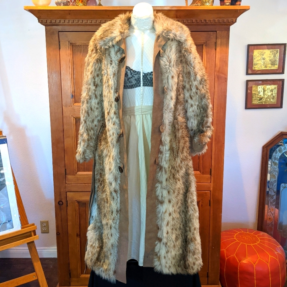 VTG Tissavel France Faux Leopard Fur Coat